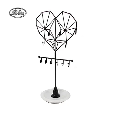 Sun shaped metal jewelry earring display stand with mirror