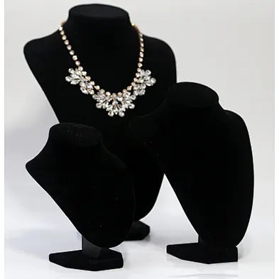 Custom Necklace Display Bust Black Velvet Resin Material and Adults Age Group Stand Bust