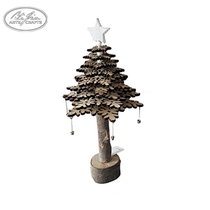 OEM design christmas decoration the snowflake pieces into wooden mini christmas tree