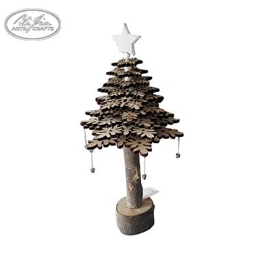 OEM design christmas decoration the snowflake pieces into wooden mini christmas tree