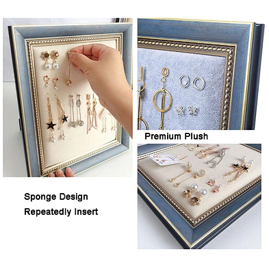 Household women jewelry earring display rack wall-mounted picture frame plate shaped earring holder