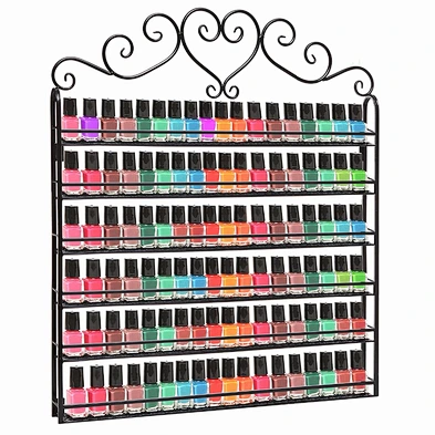 Black  Mountable Metal 6 Tier Nail Polish Organizer Display Rack