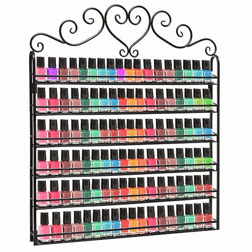 Black  Mountable Metal 6 Tier Nail Polish Organizer Display Rack