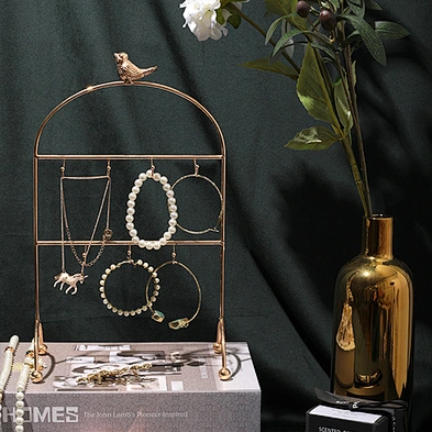 Metal jewelry display racks golden retro creative metal jewelry bracelet display stands with bird decoration