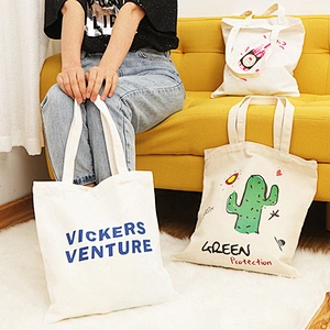 customized fashion women canvas bag tote print designer handled tote bag