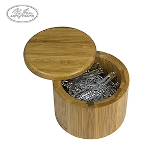 Eco Friendly Wooden Round Bamboo Salt Box With Lid