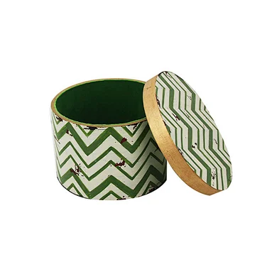 Vintage stylish wave design velvet&MDF round custom jewelry box