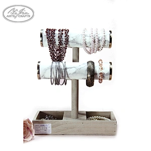 Customized wooden double t-bar bracelet jewelry display holder