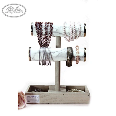 Customized wooden double t-bar bracelet jewelry display holder