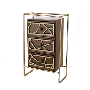 Customized wooden&metal jewelry case with 3 drawers
