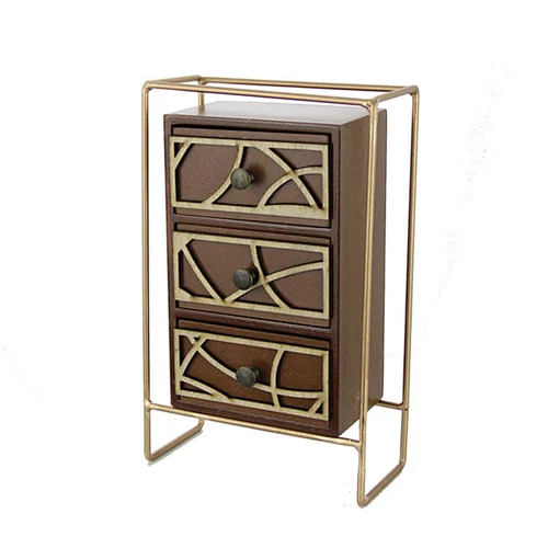 Customized wooden&metal jewelry case with 3 drawers