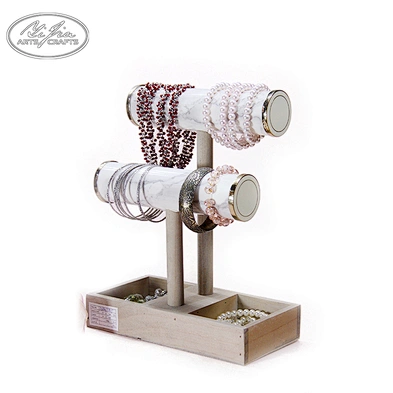 Customized wooden double t-bar bracelet jewelry display holder