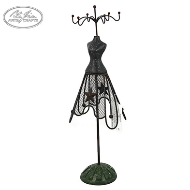 Black Metal Wire Frame resin Jewelry Display Mannequin Jewellery stand For Necklace Earring Display