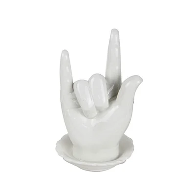 Wholesale white hand shaped ceramic jewelry ring holder