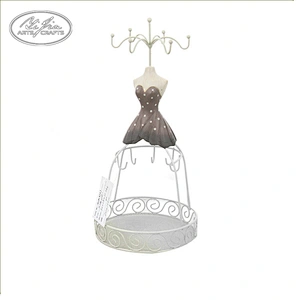 Mini Resin Metal Jewelry Doll Display Stand, Necklace Earring Jewelry Holder WIth Tray