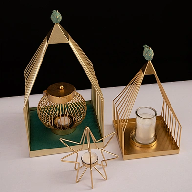 Customizded Gold Different Shaped Metal Tealight Candle Holder For Home Decor
