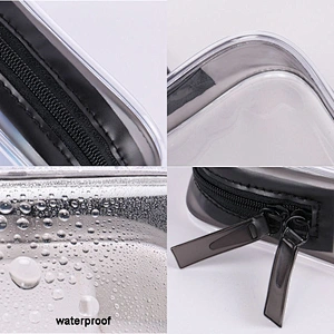 Customized 4size ziplock travel waterproof transparent clear pvc cosmetic bag makeup