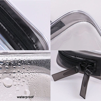 Customized 4size ziplock travel waterproof transparent clear pvc cosmetic bag makeup