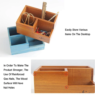Multifunctional Stationery Wood Desktop Organizer for Home  Office School