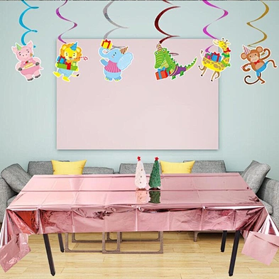 Glossy Rose Gold Tablecloth Christmas Wedding Birthday Party Decoration Aluminum Foil Waterproof Disposable Plastic Tablecloth