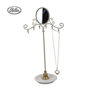 Sun shaped metal jewelry earring display stand with mirror