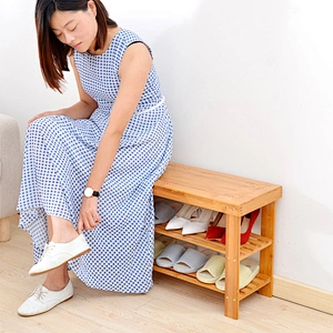 Customized Change Shoes Stool Shoe Cabinet Bamboo Home Entry Shoes Stool Simple  Bed Bench Seated Shoe Bench