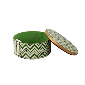 Fabric covered natural style jewelry box with 3 drawer