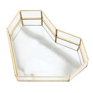 Custom Heart-Shaped Jewelry Ring Necklace Display Storage Tray Glass Jewellery Tray