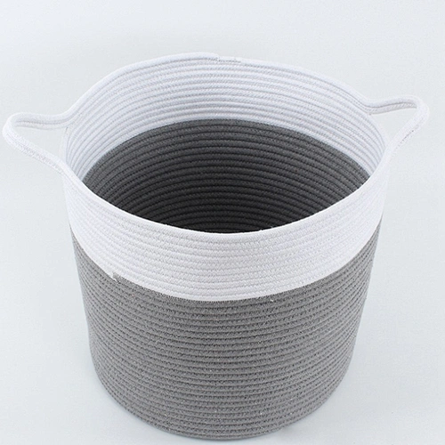 Customized Wholesale Foldable Cotton Rope Storage Fabric Laundry Basket, Extra Large Storage Basket with Handle