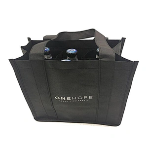 Custom non woven wine bottle bag 100% recycled fabric picnic wine bag for holding 6 bottles