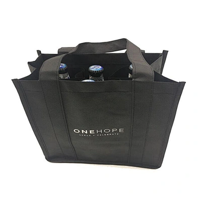 Custom non woven wine bottle bag 100% recycled fabric picnic wine bag for holding 6 bottles