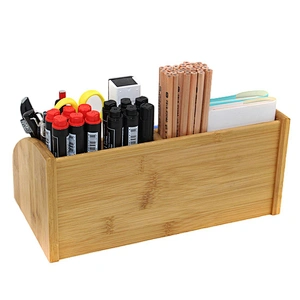 Office School Home household desktop storage natural wood bamboo desktop organizer with drawer