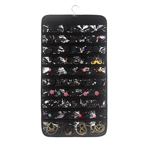 Customized Clear Wall Hanging Jewelry Organizer Holder 80 Pockets Double Sided Jewelry Storage