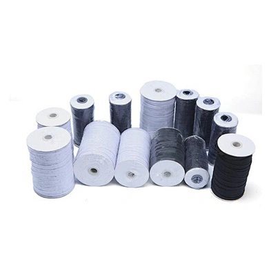 Wholesale 3-12mm white black color braided flat elastic band for protection products