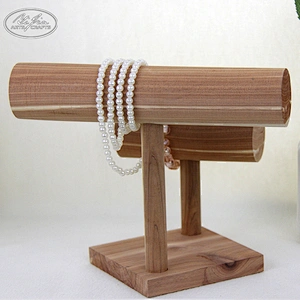 Wholesale Necklace Double Tier T-Bar Watch Bracelet Bangle Wooden Jewelry Display Stand