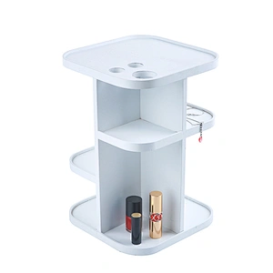 White 3 layer cosmetic storage box wooden desktop organizer