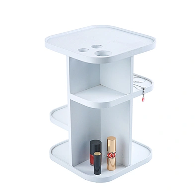 White 3 layer cosmetic storage box wooden desktop organizer