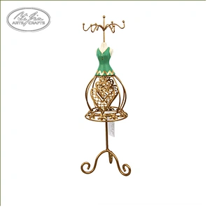 Home decor retro blue wooden doll jewelry display