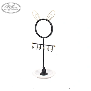 Customized Lovely Metal jewelry necklace display stand with mini tray