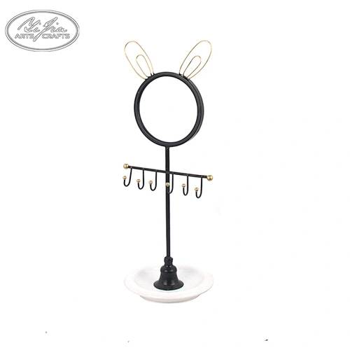 Customized Lovely Metal jewelry necklace display stand with mini tray