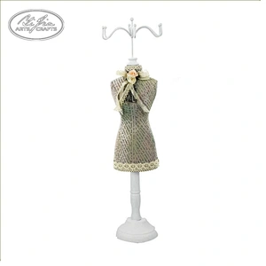 Home resin dress doll jewelry display stand with lace decor