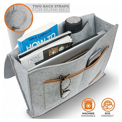 Convenient Bed Sofa Desk Hanging Organizer Multi Felt Bedside Storage Bag with Pockets