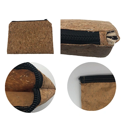 New Natural Customized Cork Zipper Pouch Cosmetic Bag Cork Cloth Makeup Pouch