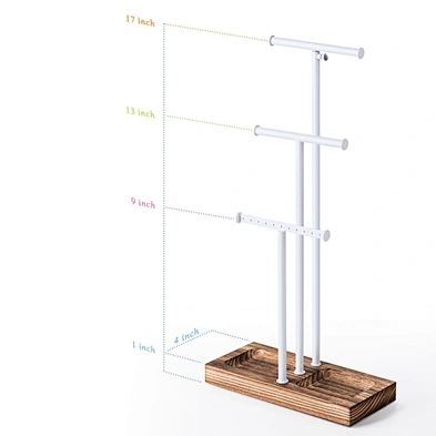 White Metal Wood Basic  Jewelry Holder Large Storage Necklaces Bracelets Earrings Holder Organizer Jewelry Tree Stand