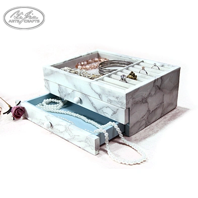 Customized Ring Necklace Display White MDF Jewelry Box