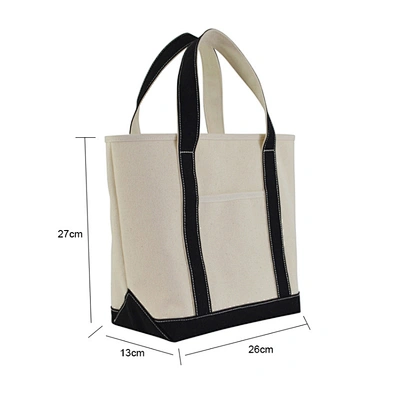 Black handle canvas bag custom print promotional canvas tote bag wholesale