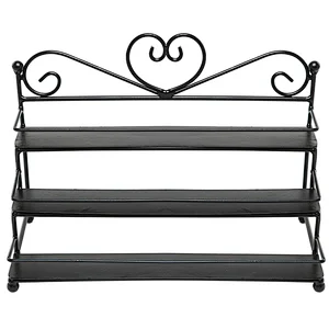 Metal Heart Design 3 Tier Nail Polish Rack Table Top Organizer Display- Black