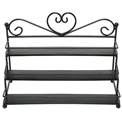 Metal Heart Design 3 Tier Nail Polish Rack Table Top Organizer Display- Black