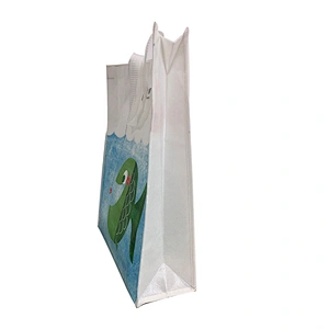 Promotional customized recycle no woven shopping bag with ribbon handle