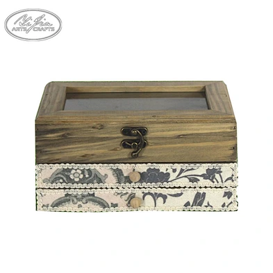 Table top wood jewelry ring ear studs display box